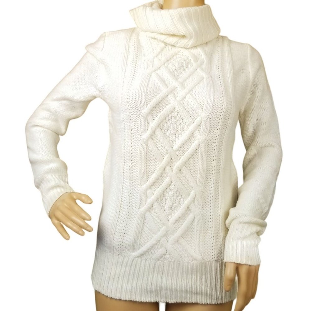 Cream J. Crew cable knit sweater size small